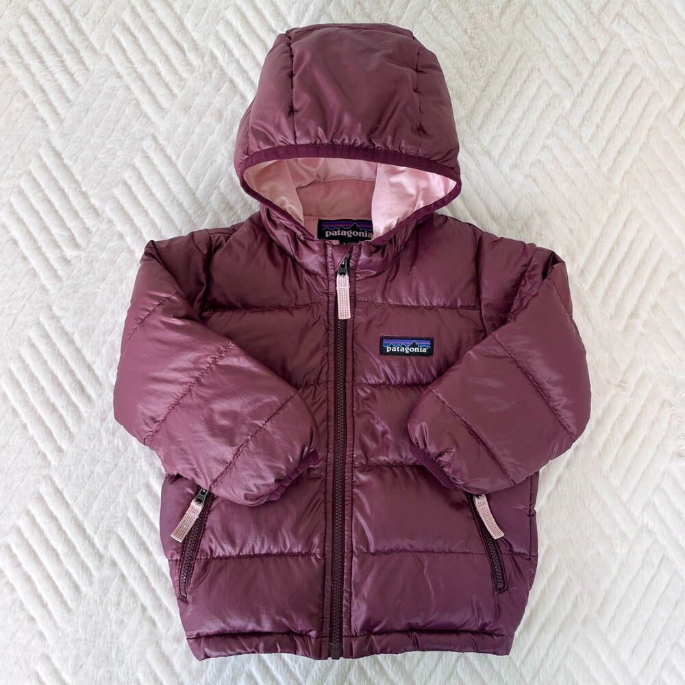 Patagonia Baby 6-12M Down Sweater Hoody Plum Purple Puffer Jacket Winter Coat